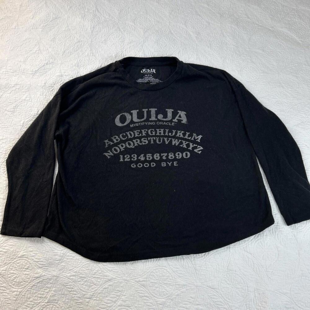 Ouija Women's Size Large Long Sleeve Ouija Board Crewneck Sweatshirt Gray